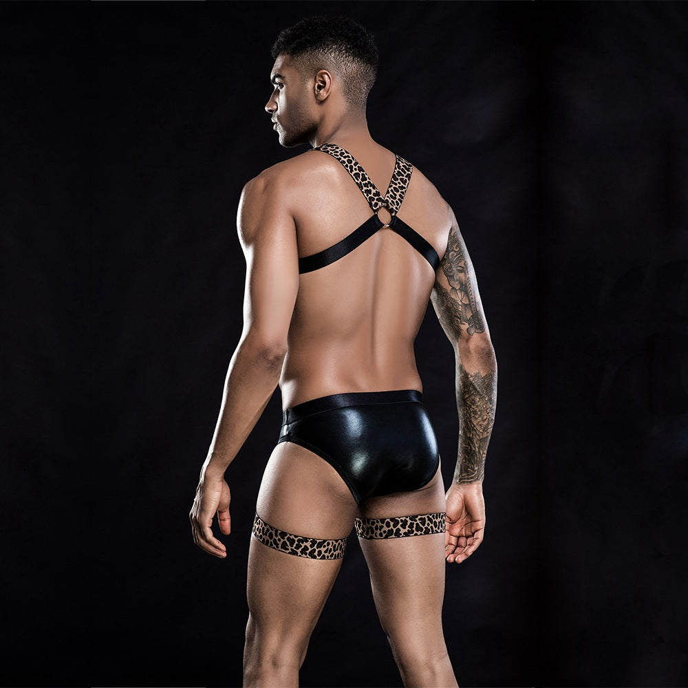 JSY Sexy Bodysuit Erotic Costume Leather Vest Bondage Harness